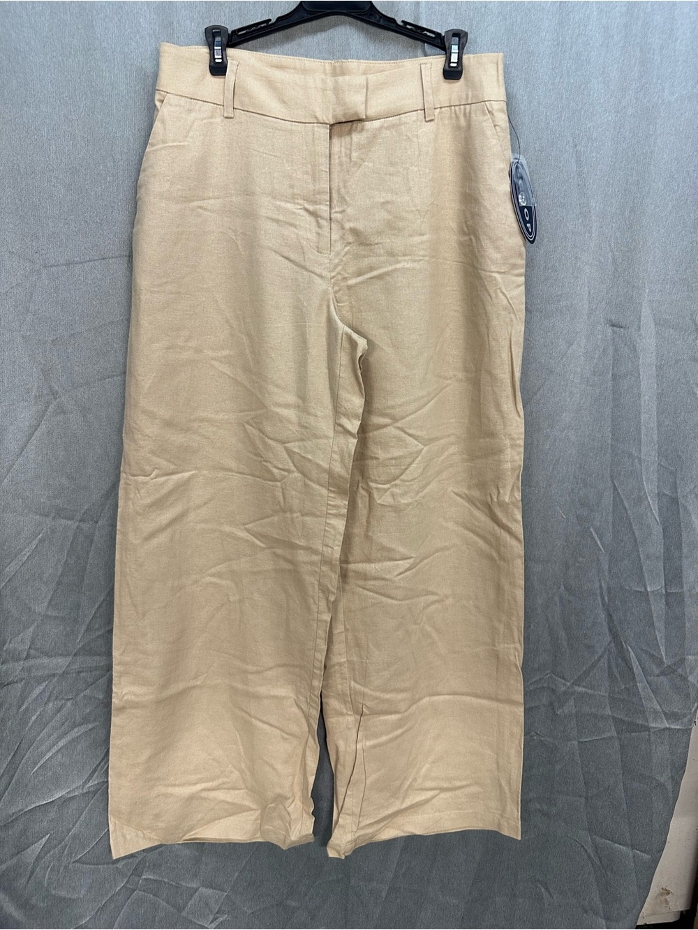 Wide-Leg High-Rise Pants in Light Beige